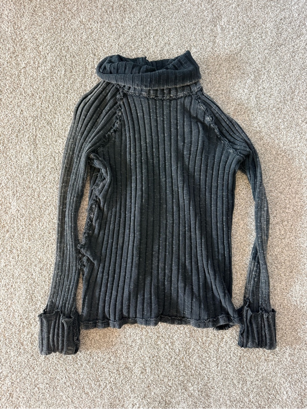 Free People Black Ribbed Cowl Neck Turtleneck Sweater